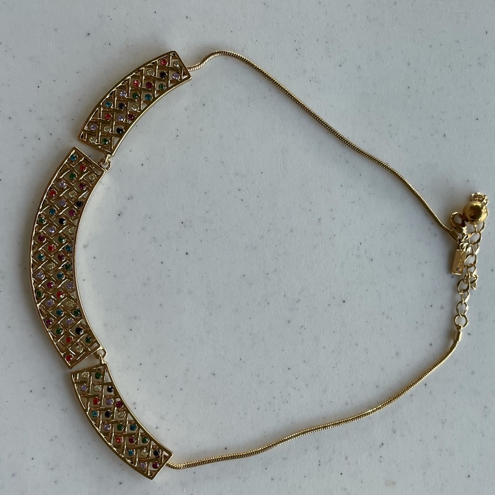 Kate Spade gold and multicolor gem statement necklace
